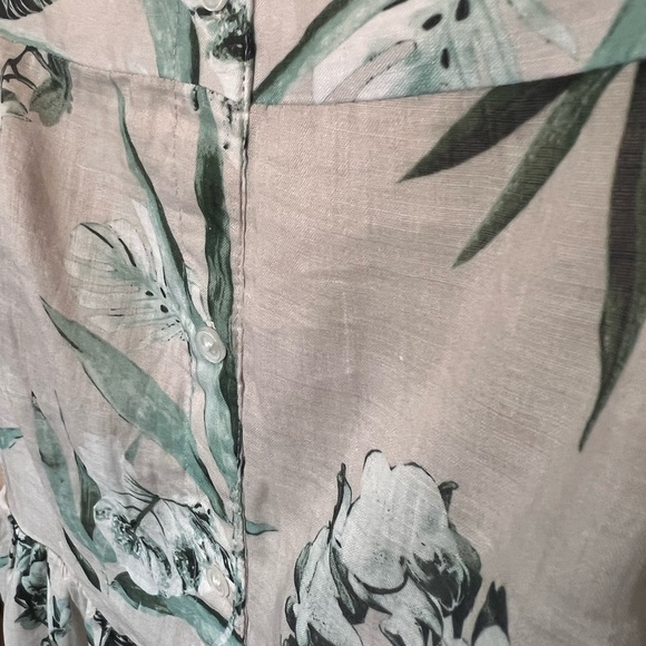 Banana Republic Sleeveless Khaki Light Beach Floral Maxi Dress L - Picture 10 of 13